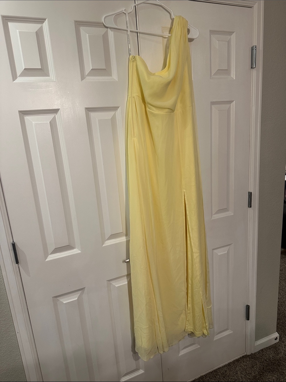 Birdy Grey One-Shoulder Lemon Chiffon Gown